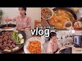 [집순이vlog] 나가질 못하니 매일 쌩얼로 일하고 먹방+술이나 먹는요즘 _ 물닭갈비+집우동+파스타+스테이크+김밥맛집+아침브런치