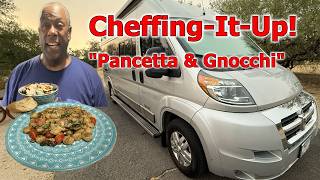 a super easy meal on the road in your rv pancetta & gnocchi