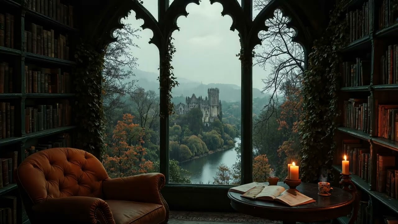Studying at Old Library at the Melancholic Music | Spring Ambience & Hauting Piano | Read, Write