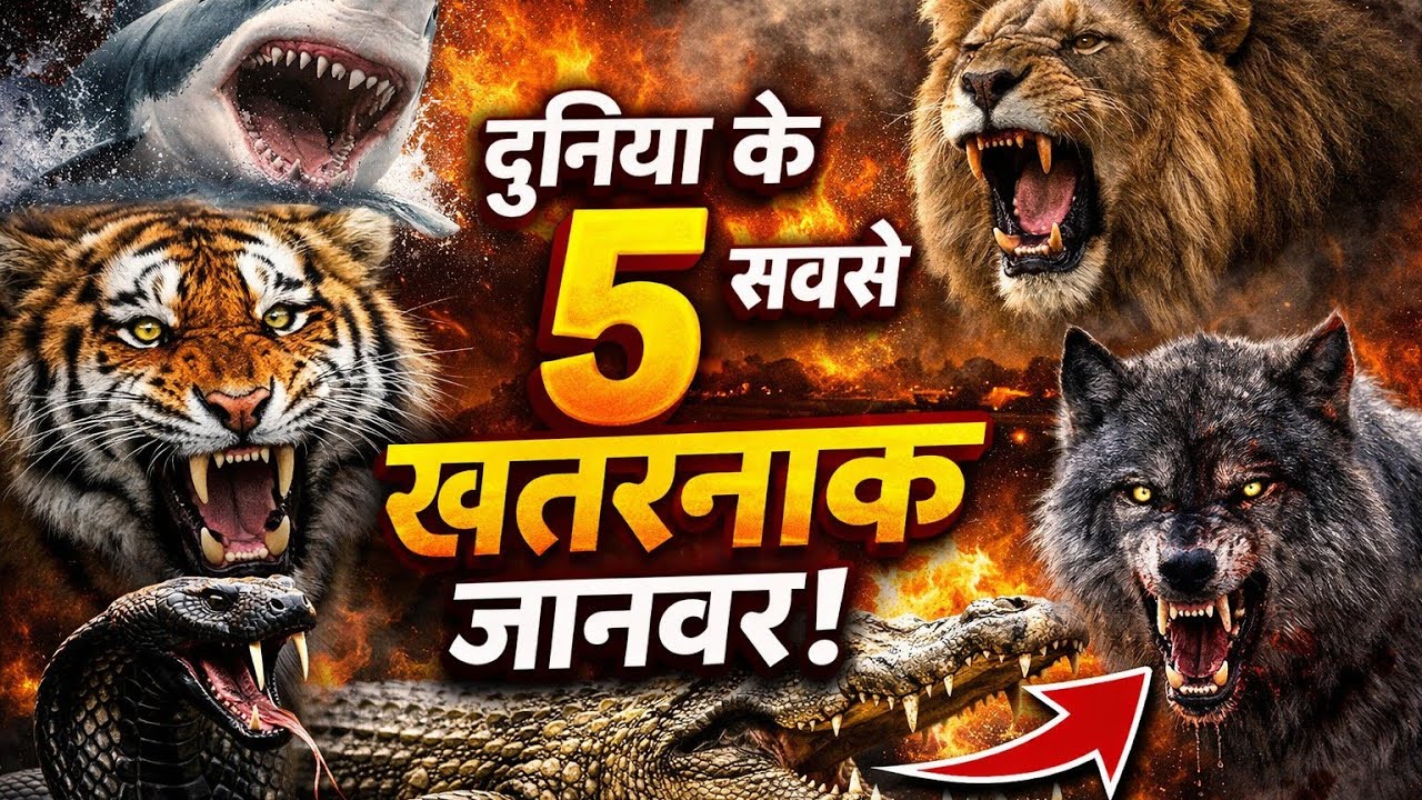 दुनिया के 5 सबसे खतरनाक जानवर | Top 5 Dangerous Animals in the World 🐅🦈