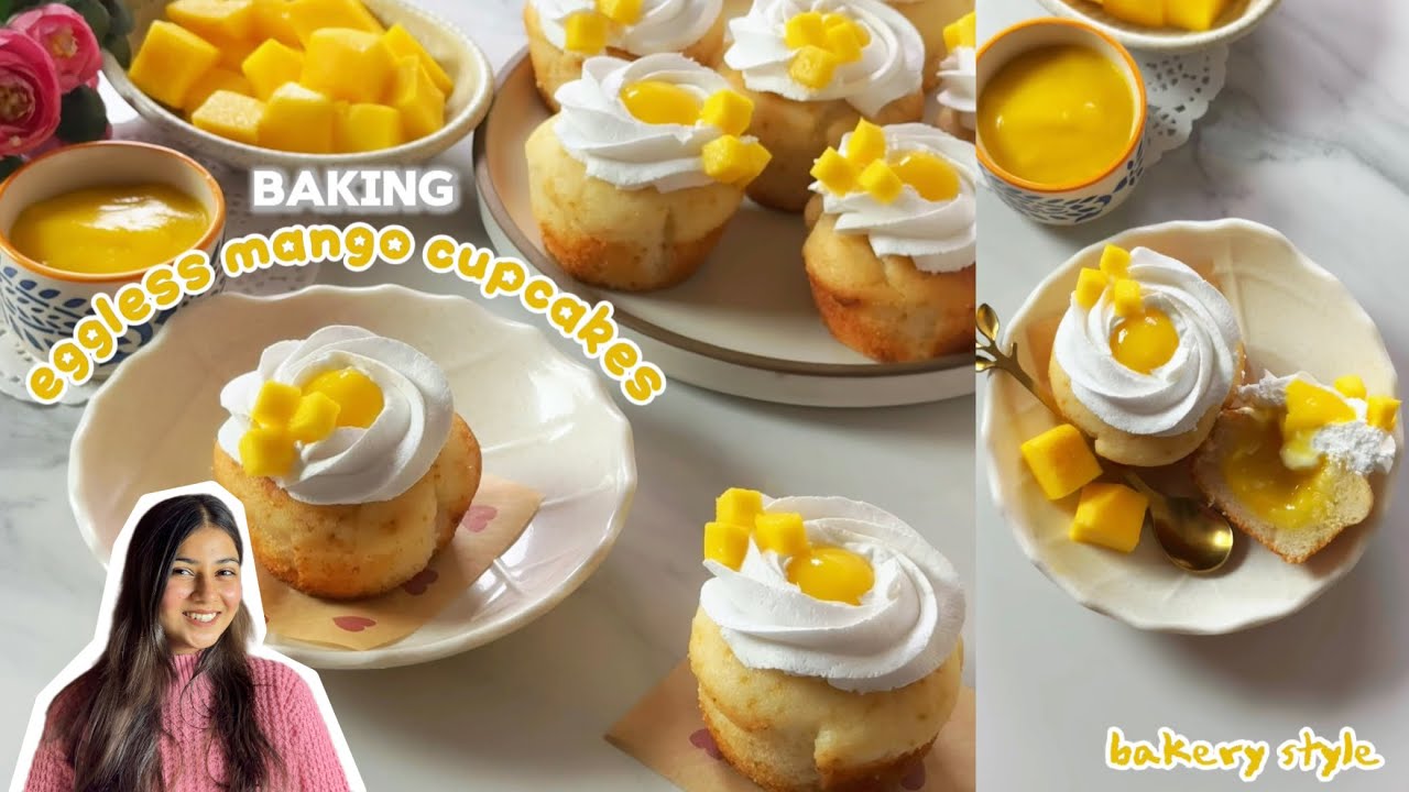EGGLESS mango cupcakes | Super SOFT 