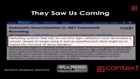 Black Hat USA 2012 - Are You My Type? Breaking .net Sandboxes Through Serialization