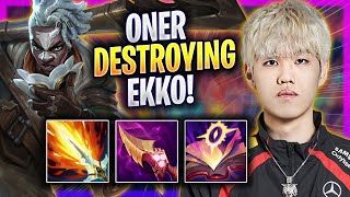 ONER DESTROYING WITH EKKO! - T1 Oner Plays Ekko JUNGLE vs Zyra! | Season 2024