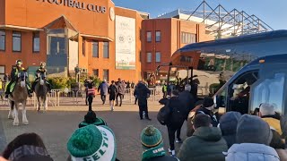 Mental Scenes Rangers & Celtic Team Buses Arrive At Celtic Park