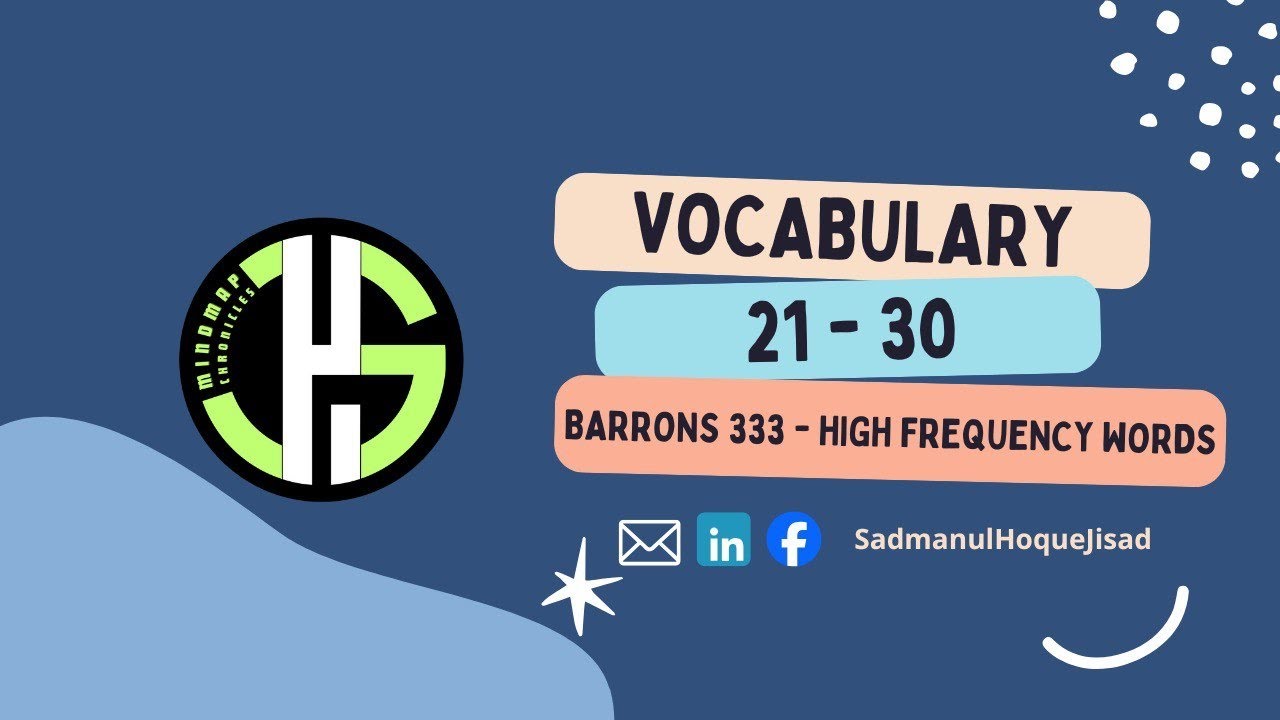 GRE Vocabulary (21 - 30) | High Frequency Words | MindMap Chronicles | SadmanulHoqueJisad