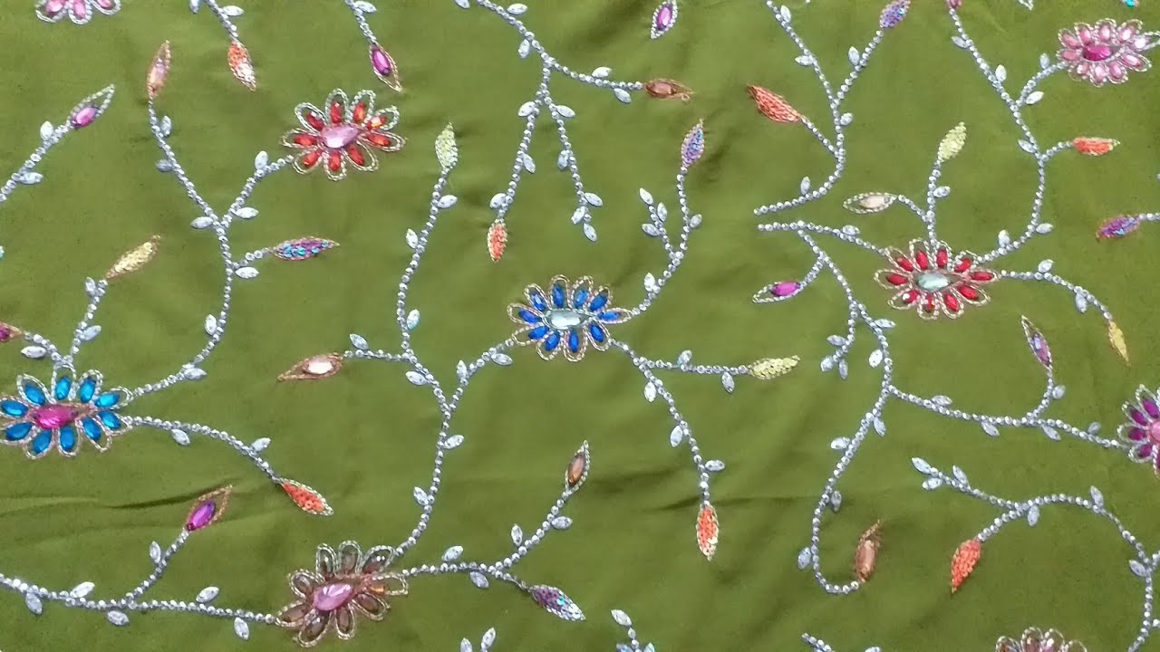 Kamij Pattern Hand Embroidery All over design ideas || hand embroidery saree kamij ...