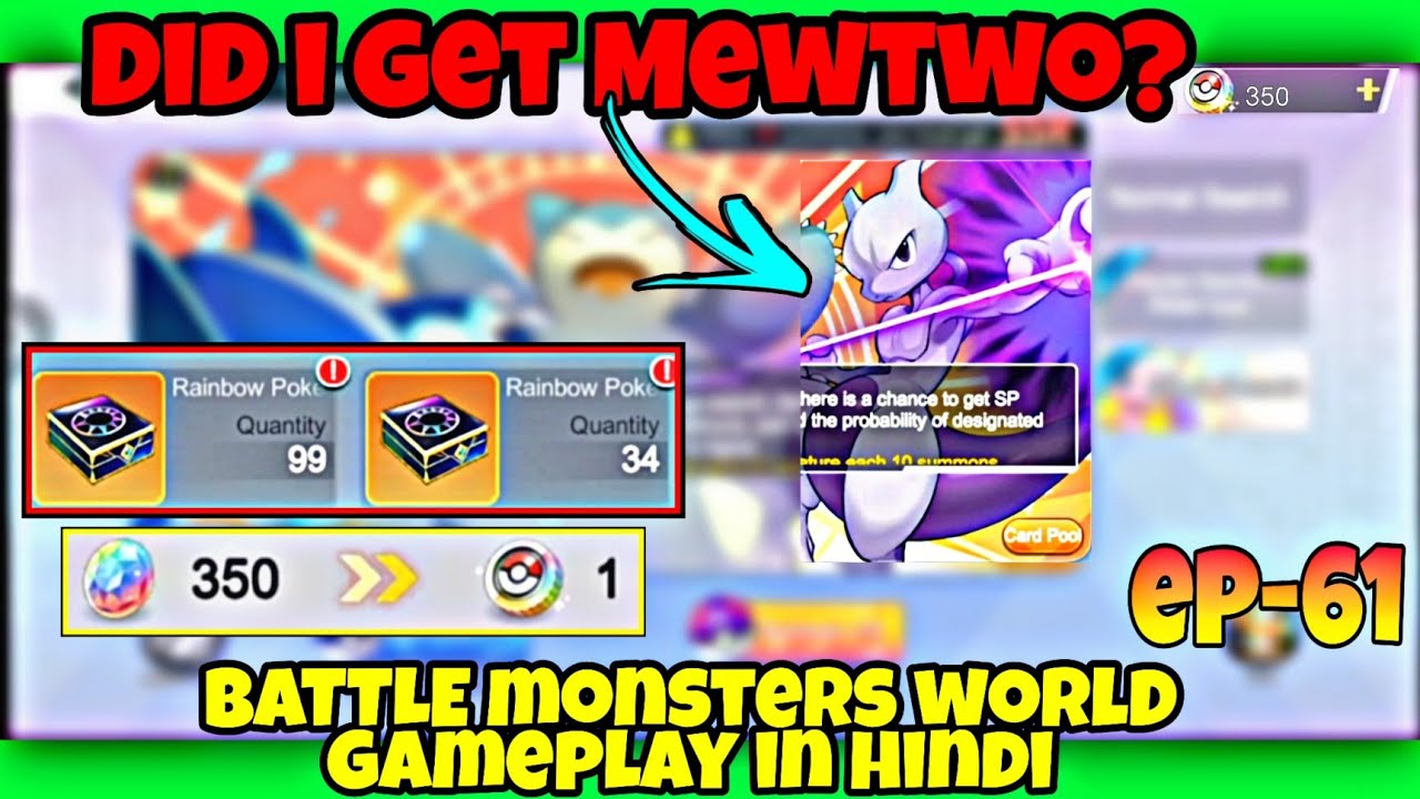 I GOT MEWTWO? 30+ RAINBOW COINS SUMMOING in Battle Monsters World gameplay in Hindi EP-61 
