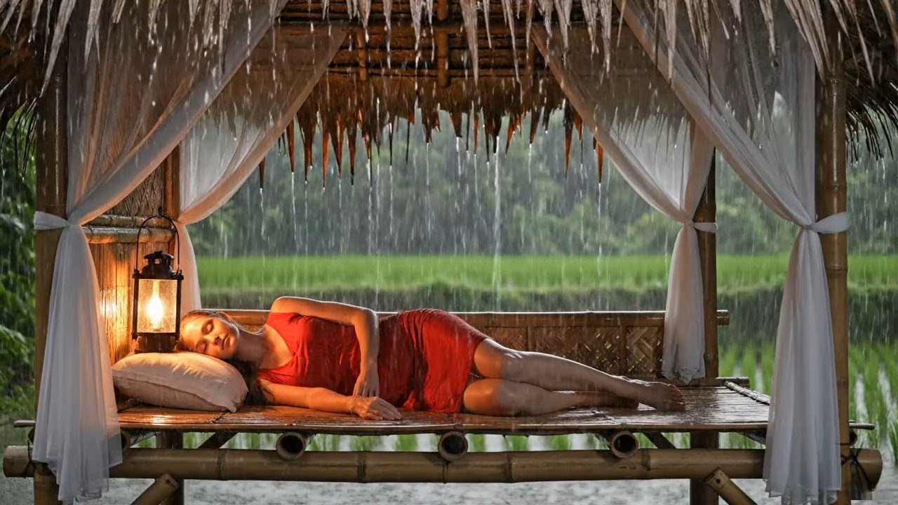 Peaceful Sleep Rain Sounds over Rice Fields – Tranquil Nature Ambience