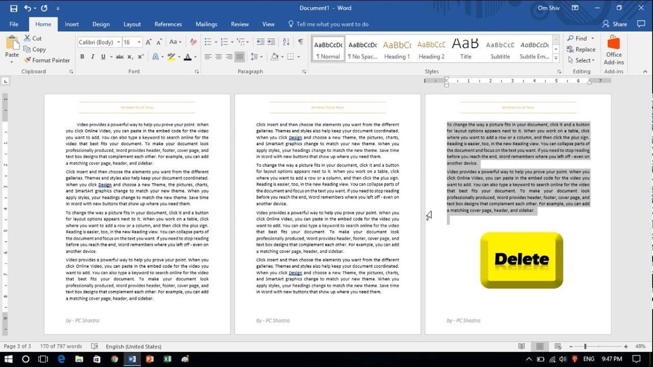 how to remove a page in word 365