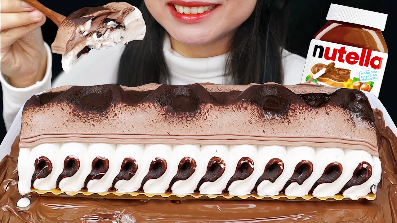 AUTO DIABETES! ASMR VIENNETTA ICE CREAM CAKE + NUTELLA CHOCOLATE | MUKBANG ASMR EATING SOUNDS
