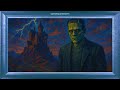 Frankenstein Visits a Haunted Castle | Art | Halloween Background | Screensaver 4K | No Sound Video