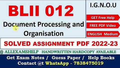 IGNOU BLII 012 SOLVED ASSIGNMENT for 2022-23 | IGNOU  Handwritten Assignment 2022-23 | @7838475019