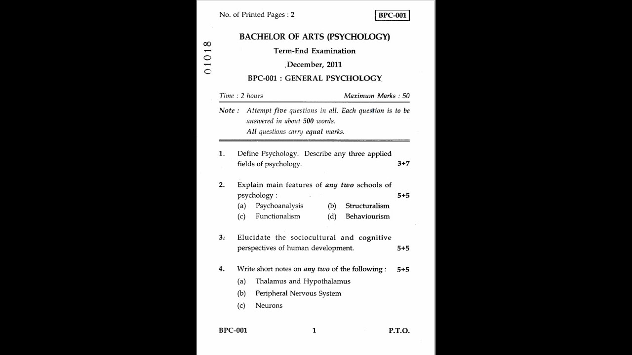 BPC-001/General Psychology/December-2011/Solved Exam Question Paper