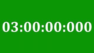 GREEN CLOCK 3 hours = 1800 minutes = 10800 seconds = 10800000 milliseconds, Full HD 60fps, no audio Clock In Milliseconds