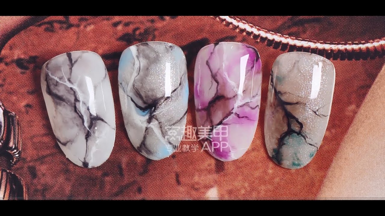 【Watch Nail Teach Me-768th phase】Classic Fashionable Blooming Stone Patterns【窝趣美甲你求窝教 第768期】经典时尚石纹晕染