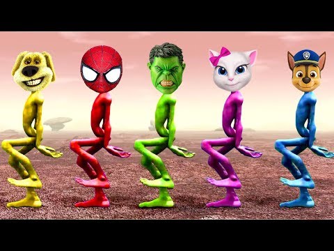 Alien Dance Spiderman, Hulk, Paw Patrol And Angela 'Dame Tu Cosita' Song Learning Colors For Kids