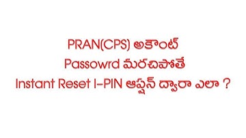 How to reset password with Instant reset I-PIN option - CPS(PRAN) Holders