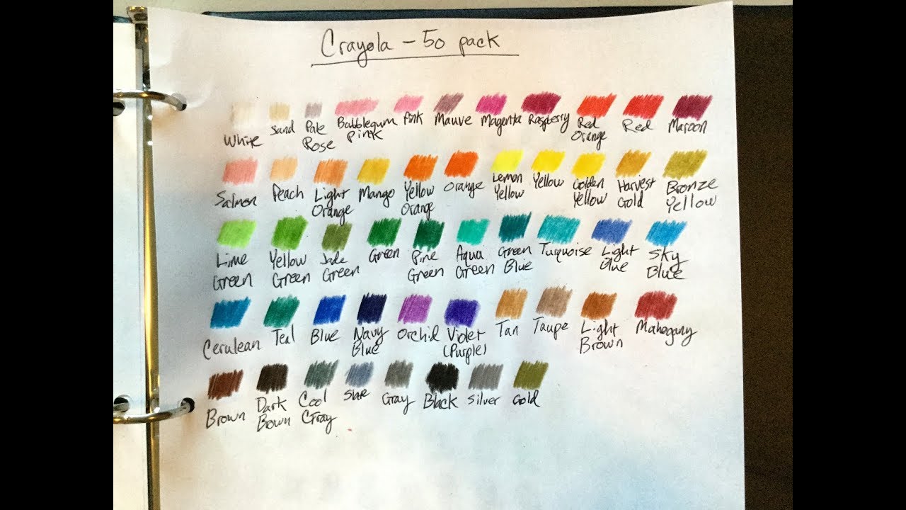 Yet More Crayola Colored Pencil Swatches (50 pack) 