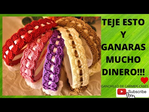 GANA DINERO TEJIENDO RAPIDO Y FÁCIL. PRUÉBALO!!! DIADEMA O VINCHA A CROCHET