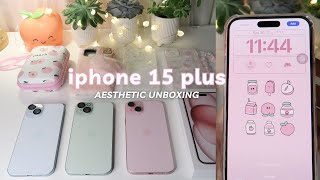 iphone 15 Plus Unboxing (Pink, Green, Blue)| Accessories + Aesthetic Setup