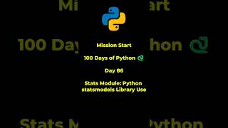Python Tutorial for Beginners |Day 86 | Stats Module Python statsmodels Library Use #python #program
