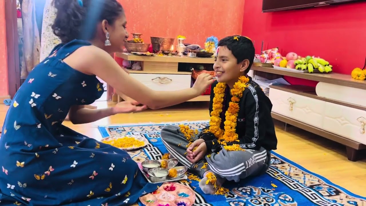 भाइटीकाको रमाइलो तेल धेरै नलगाउ है दिदी रे😅😜😜