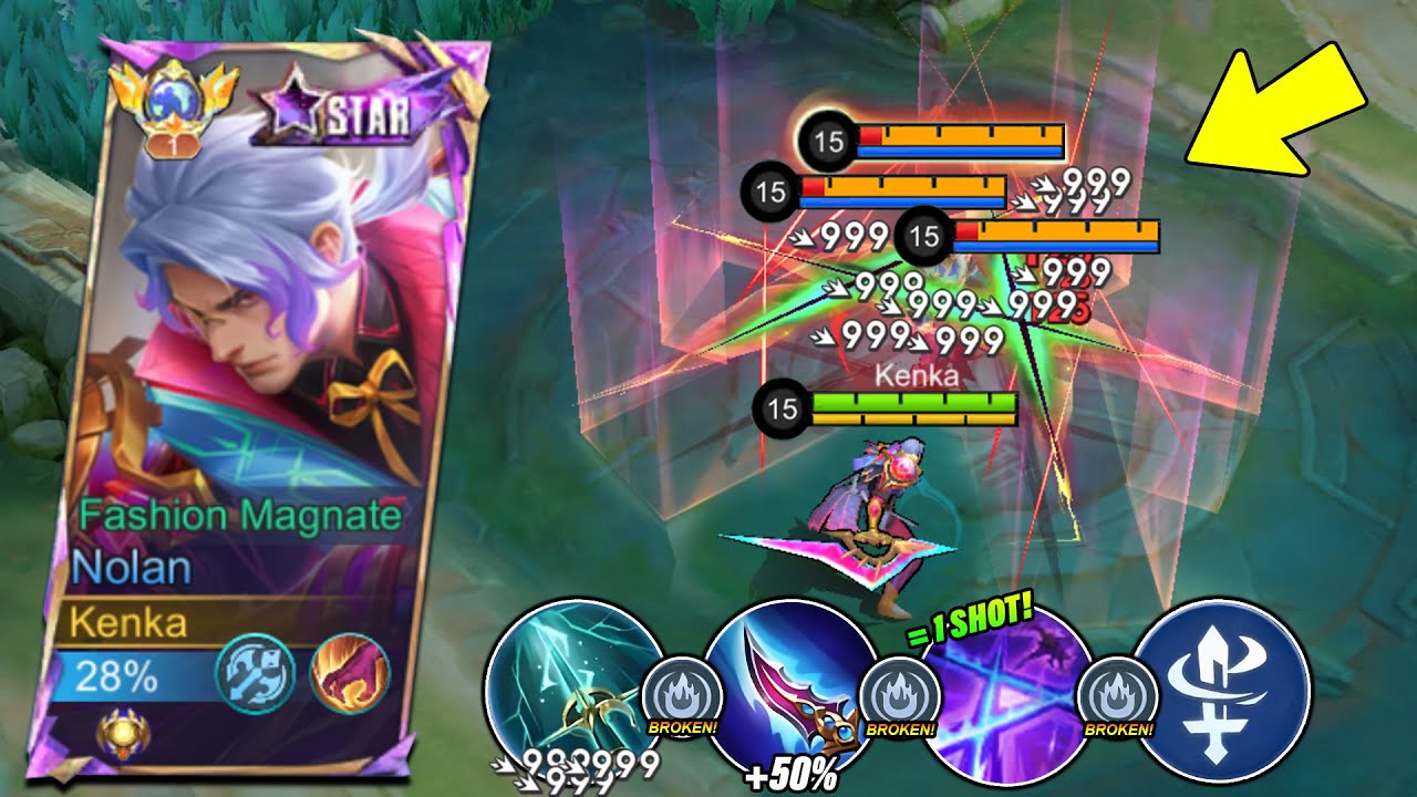 NOLAN BEST FULL DAMAGE 1 SHOT BUILD & EMBLEM IN SOLO RANK IS BROKEN!! (NOLAN IS A MONSTER!) - MLBB