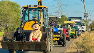 Jcb 3dx loading Mud in TATA Tippers Tractors Swaraj 855Fe New Holland 3630 4x4 Tractor Thar Truck