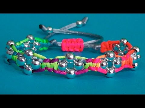 How to make a beaded bracelet macrame thread adjustable mouse tail flower 4 petals