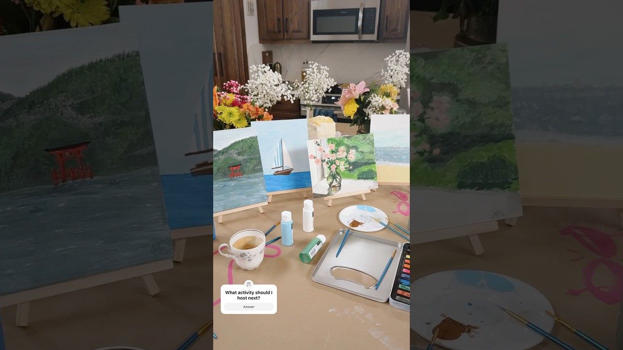 Hosting a girls paint party for my birthday! Set up with me a cute table scape 🎂🤍