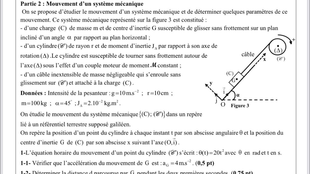 Correction examen2024 pc  nationale partie mécanique 🧰 Rotation
