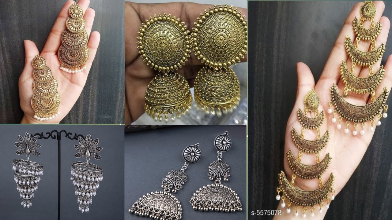 Oxidised Silver Earrings Latest Oxidised Earrings Designs YouTube