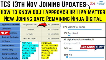 TCS Ninja & Digital Onboarding Updates | Joining Status | How To Know DOJ | Approach HR | IPA Matter