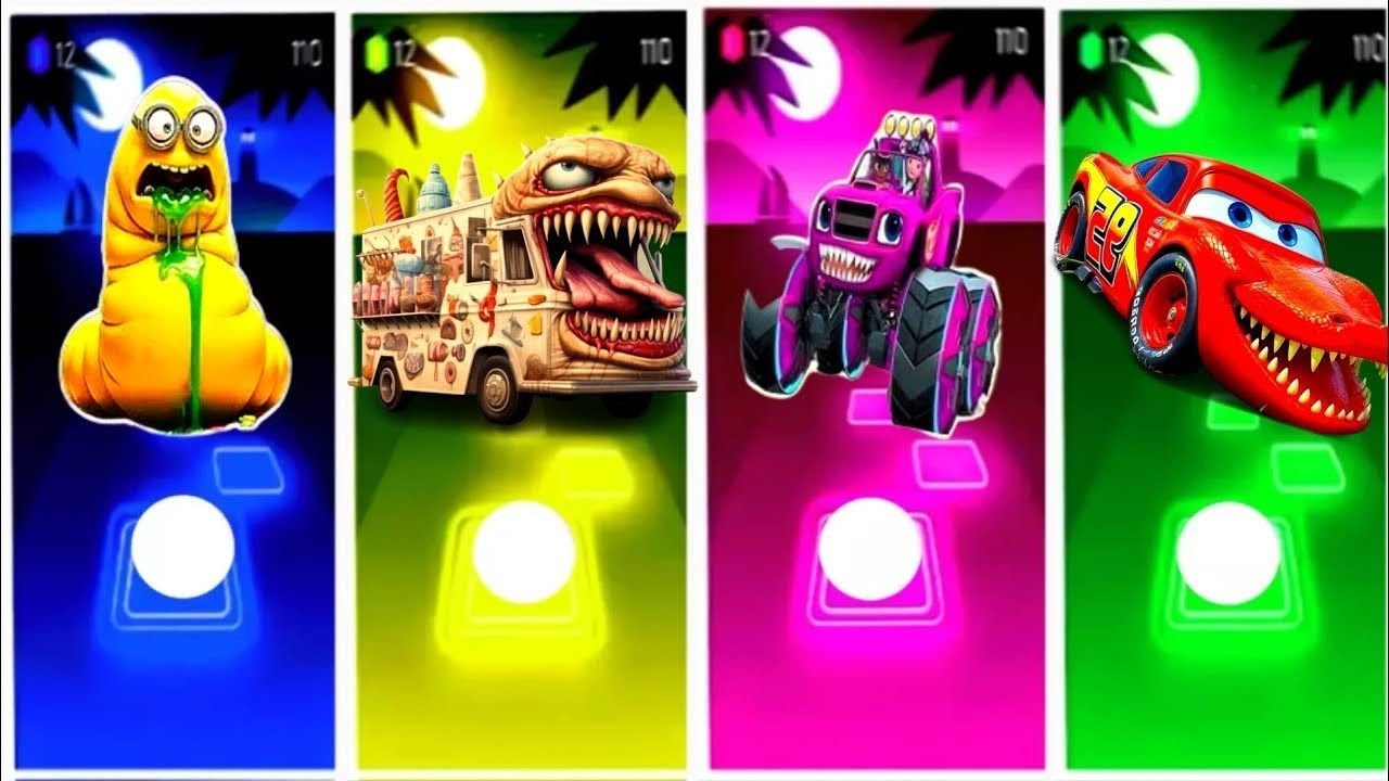 Bus Eater EXE 🆚 Minions Roaches 🆚 McQueen Dinosaur 🆚 McQueen Transformers-Tiles Hop EDM Rush🎶