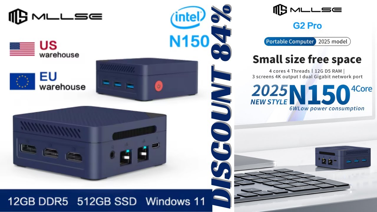 ミニPC Windows 11Pro Intel Twin Lake N150 MLLSE G2 Pro Mini PC Intel Twin Lake N150 Processor LPDDR5 12GB