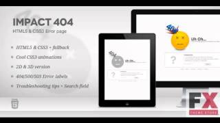 Preview Impact 404 - HTML5 and CSS3 Error page Template Spec