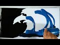 (139) Dolphin Silhouette Acrylic Pour/Swipe Ocean Wave