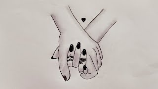 Romantic couple holding hands drawing || Valentine day drawing || Easy drawing ideas for beginners