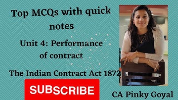 Top MCQs with quick notes|| Unit 4|| The Indian contract Act
