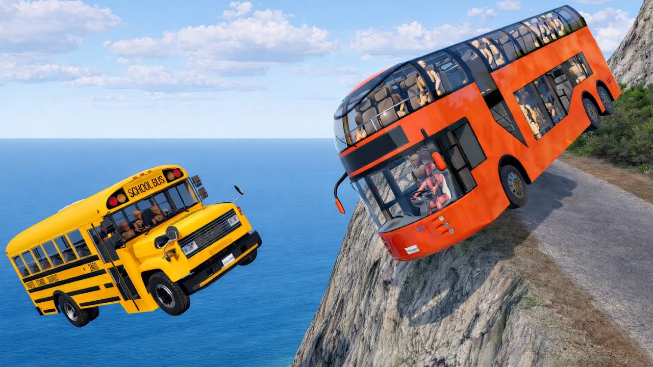 BeamNG.drive#243  | World’s Most Dangerous Bus Ride on a Cliff 😱