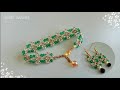 Gorgeous Green Bracelet &amp; Earrings/Easy step-by-step beading tutorial/Pulsera Aretes diy