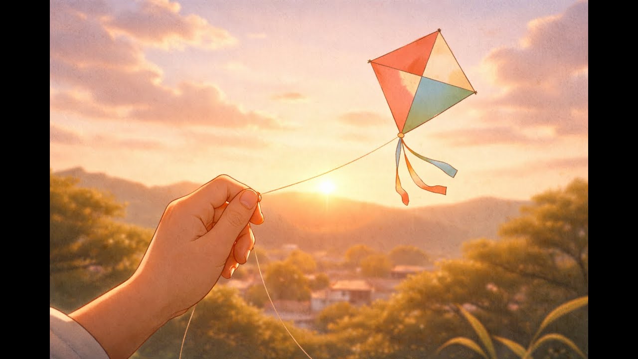 Healing ASMR 🌿 Wind, Kites, and Golden Hour Bliss | Ghibli Style