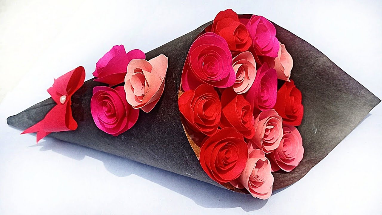 Paper Flower Bouquet Flower Bouquet making at home Birthday gift