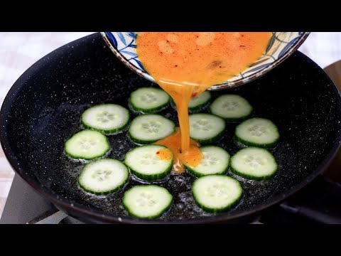 1 Cucumber with 4 eggs! Quick breakfast in 10 minutes. Super Easy Omelette Recipe