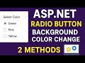 ASP.NET Radio Button Background Color Change | 2 Methods | Toolbox & Properties Shortcuts | WebForm
