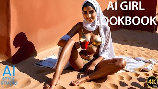 4K Ai Art Lookbook Video Of Arabian Ai Girl ｜ Desert Memories Of Barefoot Girl
