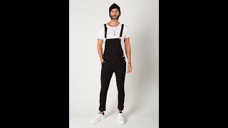 Mens Super Skinny Black Dungarees