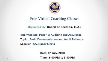 Intermediate: Paper-6: Auditing and Assurance - Evening Session - 08.07.2020