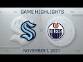 NHL Highlights | Kraken vs.Oilers - Nov. 1, 2021