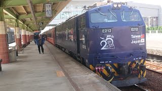 506次莒光號(台日友好彩繪)沙鹿進站(E212)交會2517次區間車(EMC586)